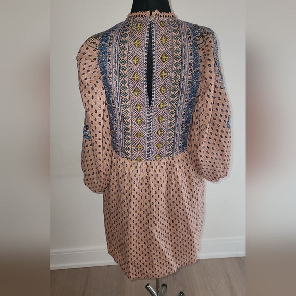 By Anthropologie Embroidered Tunic Drop Waist Mini Dress, bnwt M - Picture 11 of 13